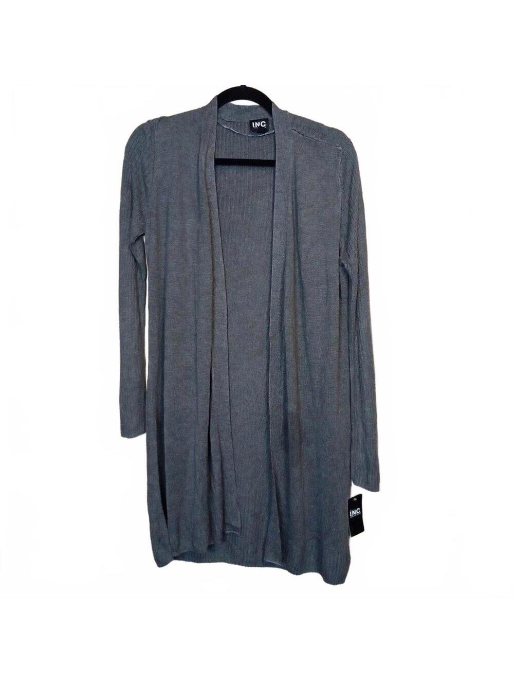 INC International Concepts Women’s Open‑Front Duster Grey Heather M